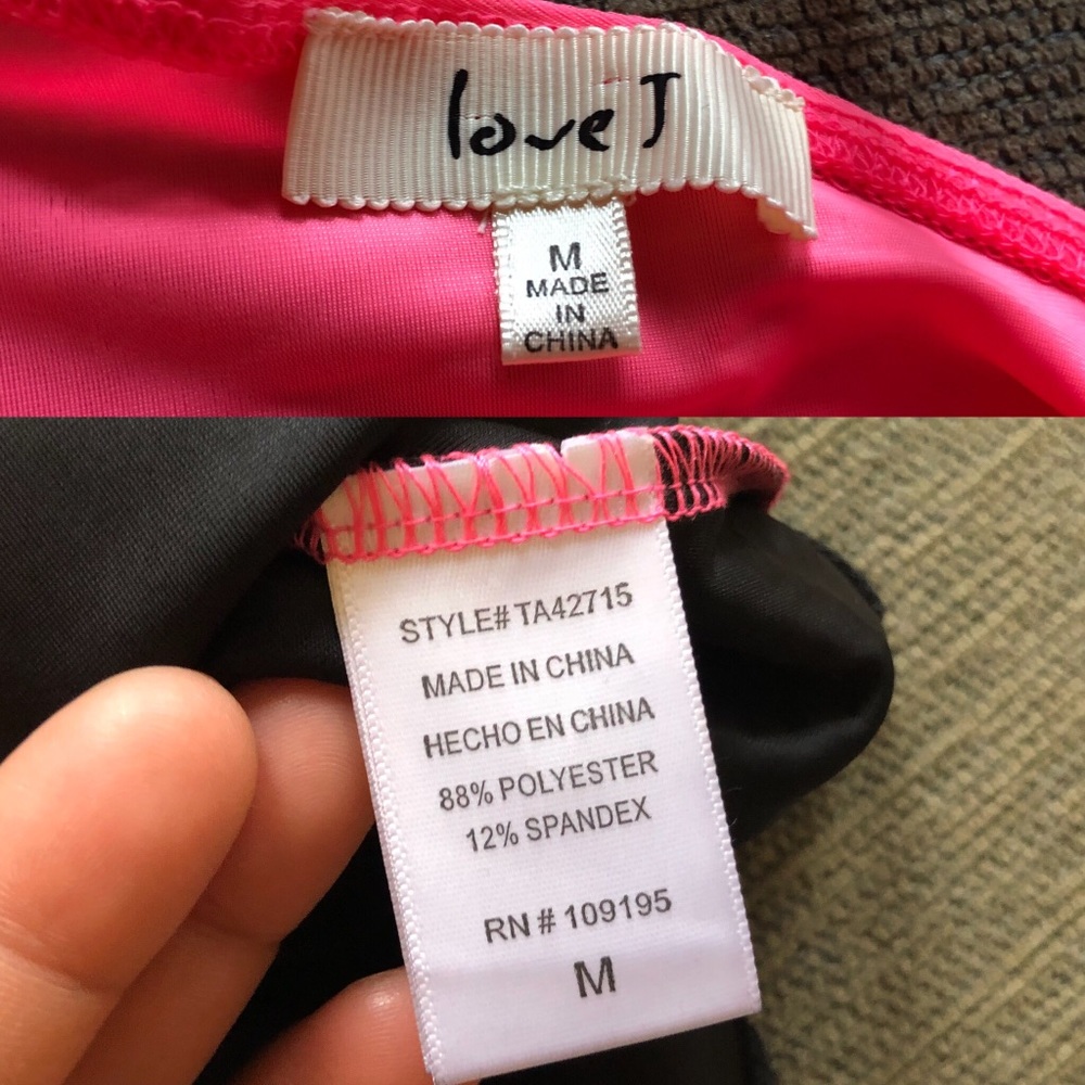 NWOT Love J Pink & Black One Piece Swimsuit Swim M - Picture 8 of 8